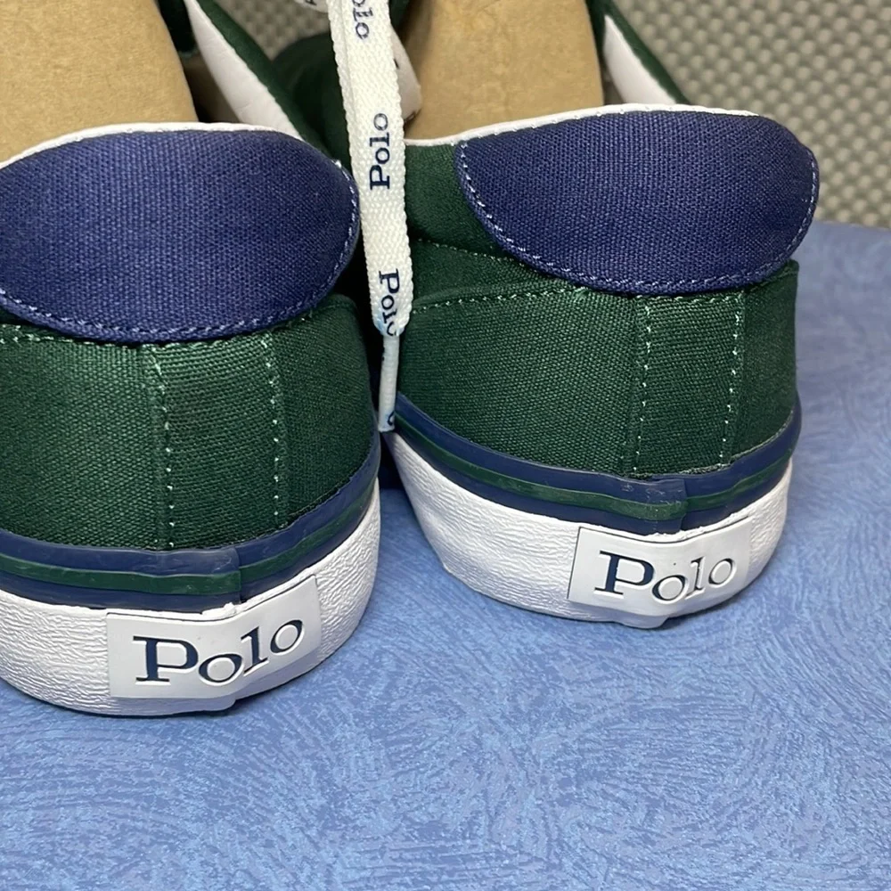 Polo Ralph Lauren Men’s Thorton 01087 Laceup Canvas Shoes Green Size 10D New - Picture 8 of 16
